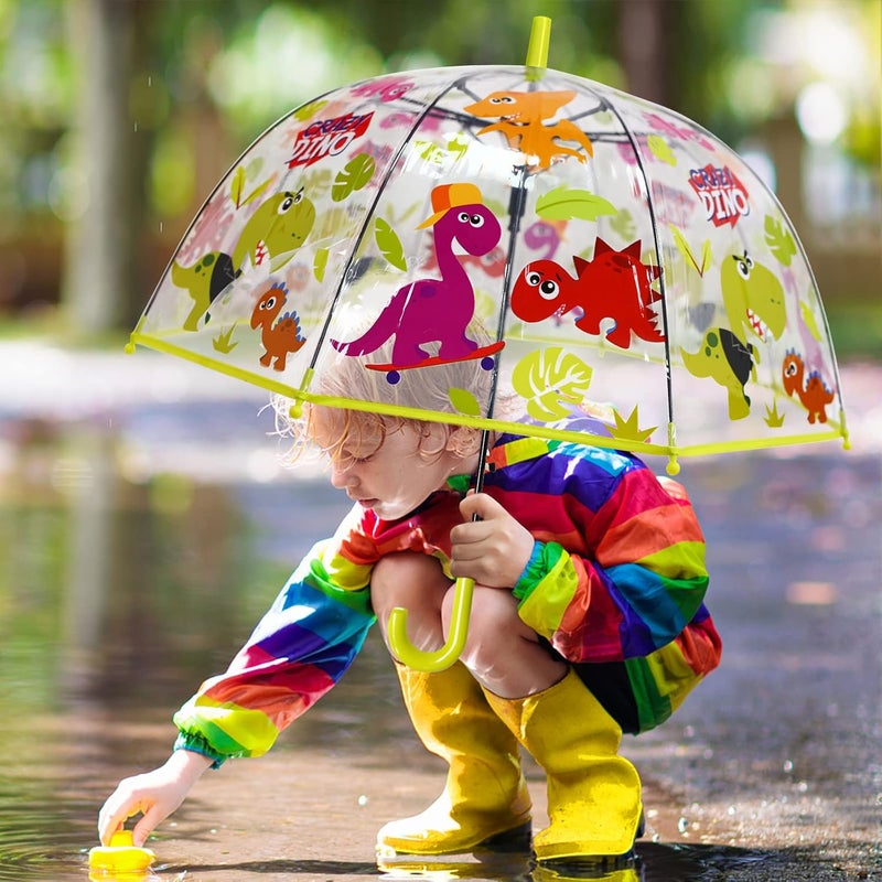 RONIARE 2 Pack Kids Clear Umbrellas for Rain Dome Bubble Umbrella Windproof for Toddler Boys Girls - Image 3